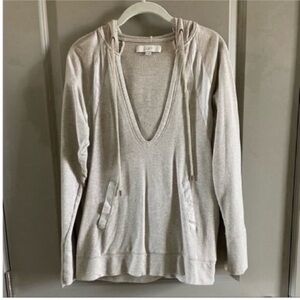 LOFT thin sweatshirt v-neck tunic with hood and pockets.